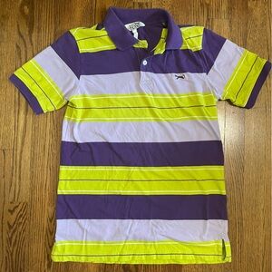 Retro Fox Vintage Purple Green Short Sleeve Polo Size Medium